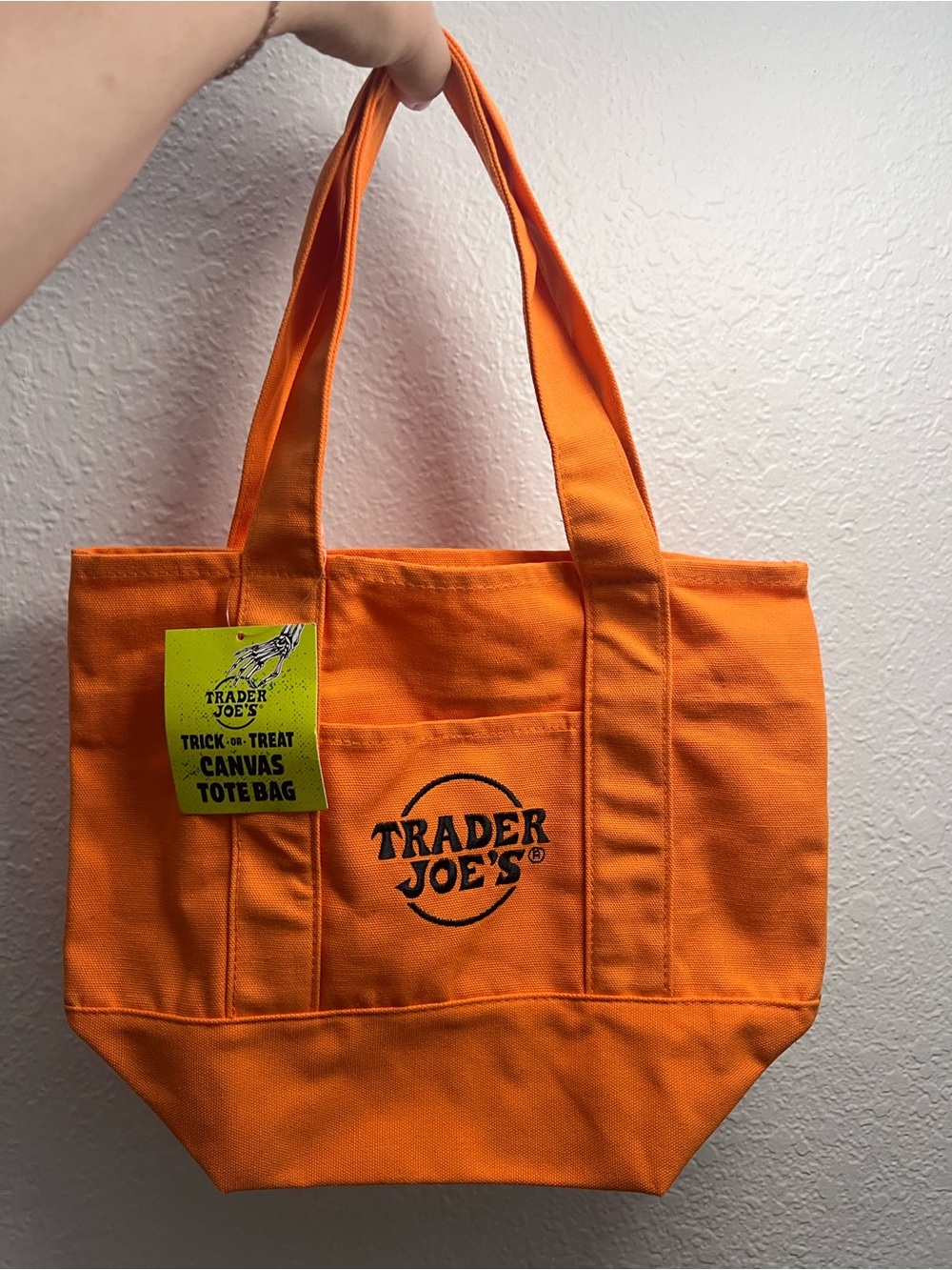 NWT Trader Joe's Trick or Treat Orange Mini Canvas Tote Bag
